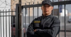 Licensed security guard from Trident Ground Protection Security in South Florida, protecting a commercial property